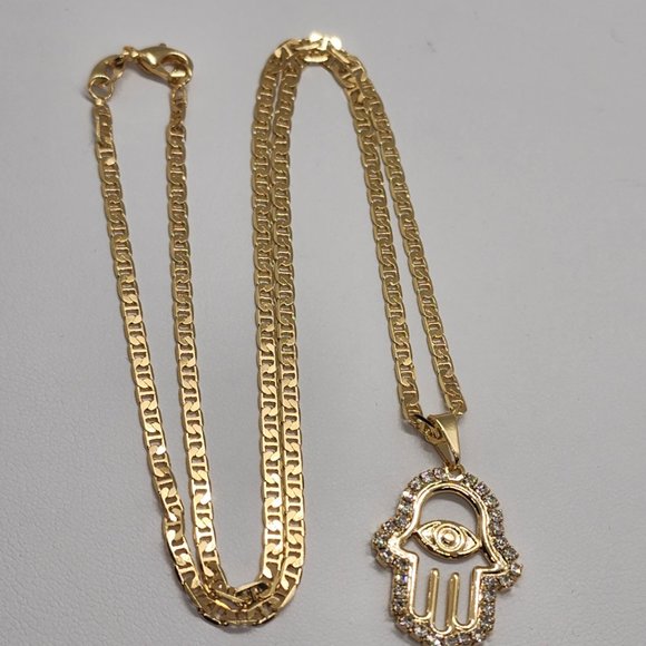 Brand New  Brazilian 18k Gold Filled Hamsa  Necklace - Picture 4 of 4